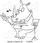 August 23rd, 2012: Vector of Cartoon Flautist Rhino - Coloring Page Outline by Toonaday