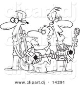 August 23rd, 2012: Vector of Cartoon Folk Music Band - Coloring Page Outline by Toonaday