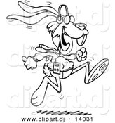 August 23rd, 2012: Vector of Cartoon Jogging Rabbit - Coloring Page Outline by Toonaday