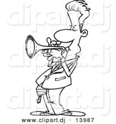 August 23rd, 2012: Vector of Cartoon Male Trumpet Player - Coloring Page Outline by Toonaday