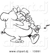 August 23rd, 2012: Vector of Cartoon Musical Elephant Making Noise with His Trunk - Coloring Page Outline by Toonaday