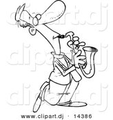 August 23rd, 2012: Vector of Cartoon Sax Player - Coloring Page Outline by Toonaday