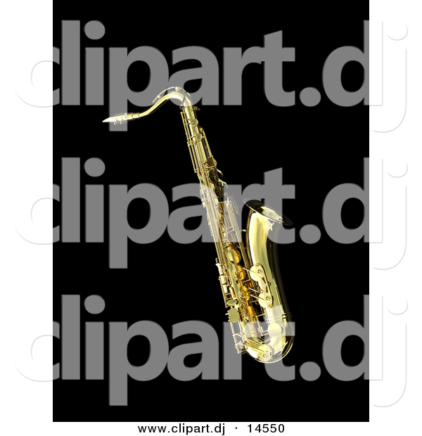 3d Clipart of a Saxophone over Black Background