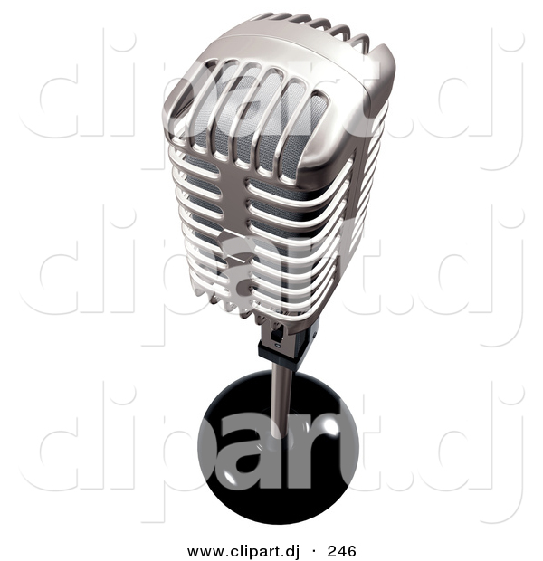 3d Clipart of a Silver Metal Microphone