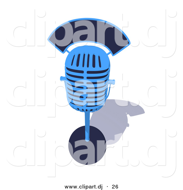 3d Vector Clipart of a Blue Retro Microphone
