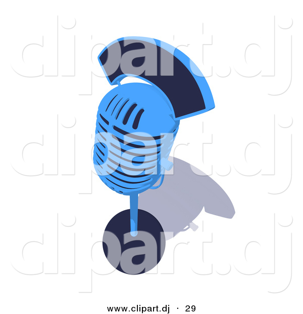 3d Vector Clipart of a Blue Retro Microphone on Stand