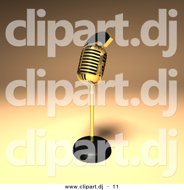 3d Vector Clipart of a Gold Microphone