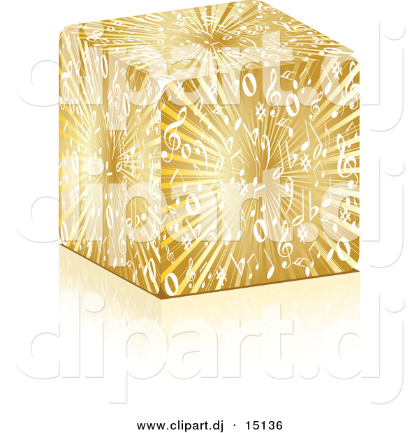 3d Vector Clipart of a Golden Music Box