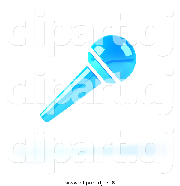 3d Vector Clipart of a Neon Blue Floating Microphone
