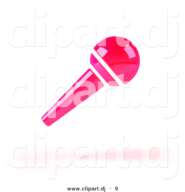 3d Vector Clipart of a Neon Pink Floating Microphone