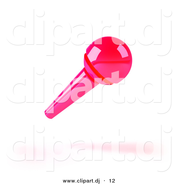 3d Vector Clipart of a Neon Pink Microphone on a Handle