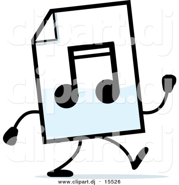 Cartoon Clipart of a MP3 Music Document Character Walking