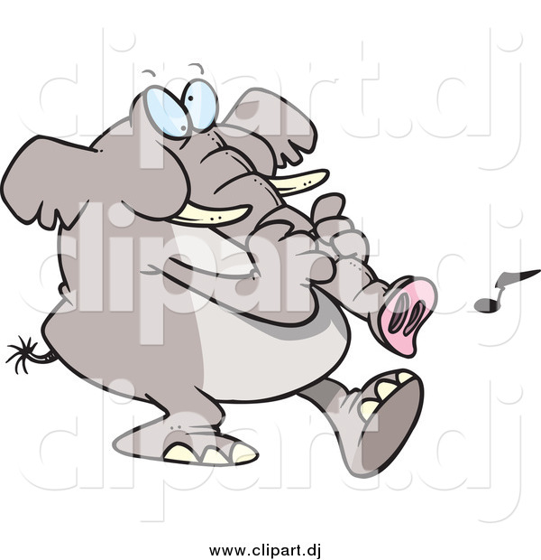 Cartoon Vector Clipart of a Cartoon Elephant Making Music with His Trunk