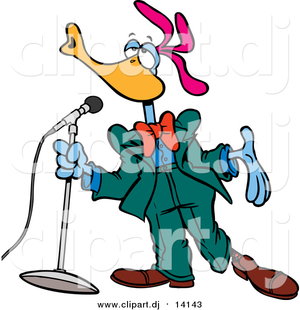 Cartoon Vector Clipart of a Cartoon Singing Bird