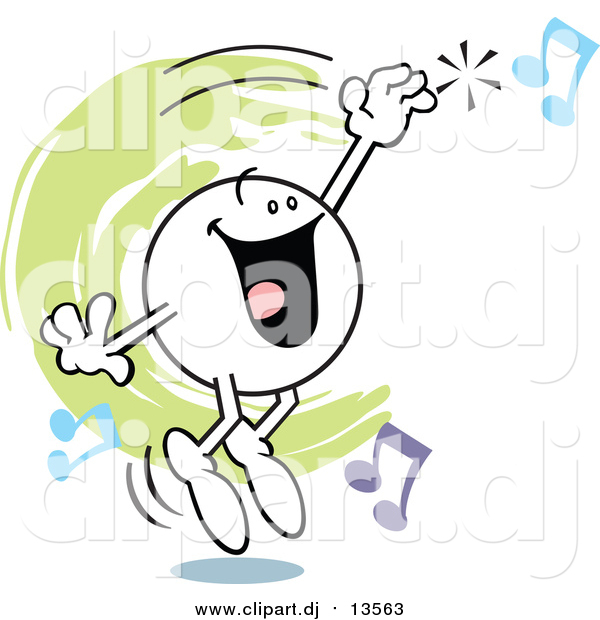 Cartoon Vector Clipart of a Moodie Character Singing and Hitting a High Note