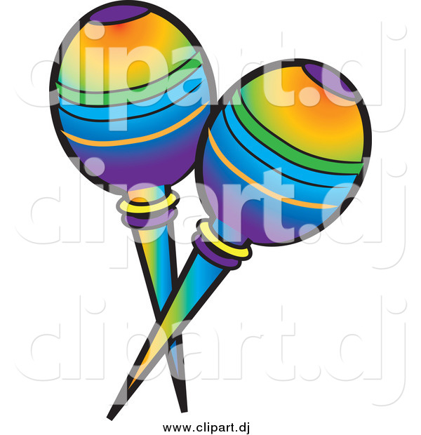 Cartoon Vector Clipart of Colorful Mexican Maracas