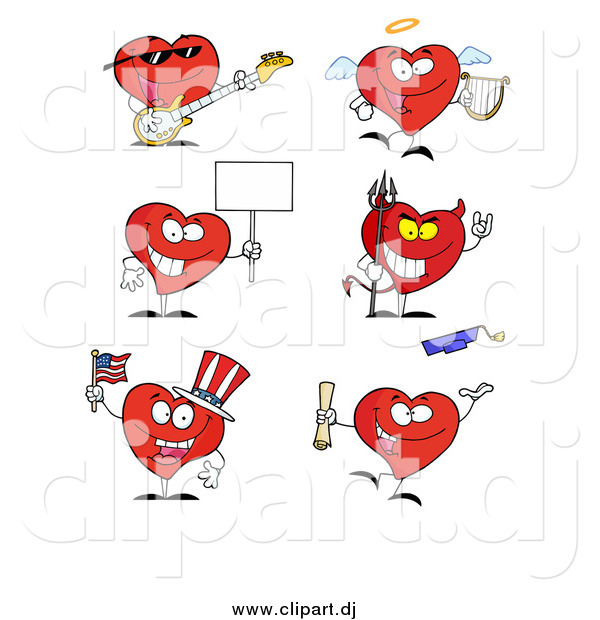 Cartoon Vector Clipart of Heart Characters