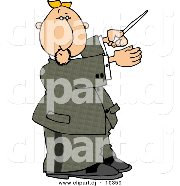 Clipart of a Cartoon Music Conductor Directing a Musical