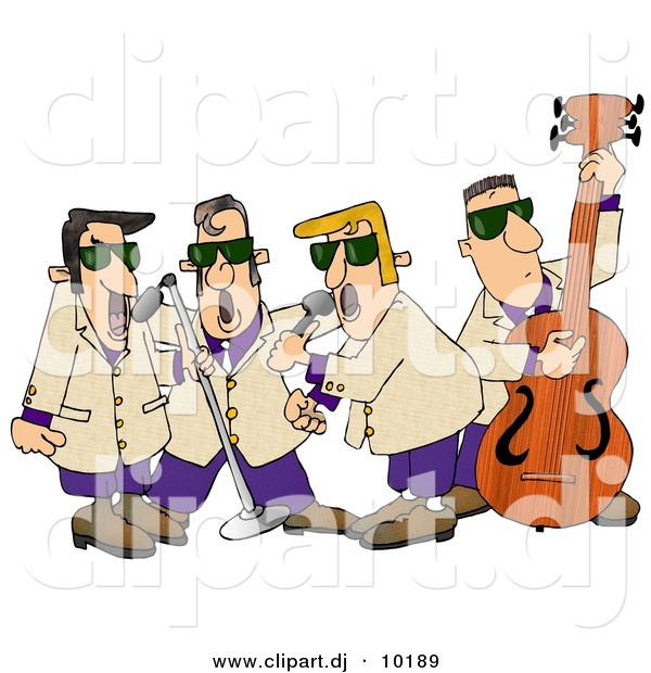 Clipart of a Cartoon Musicians Playing Blues Music