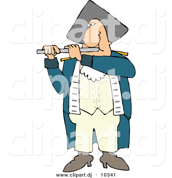 Clipart of a Catoon War Man Playing Flute