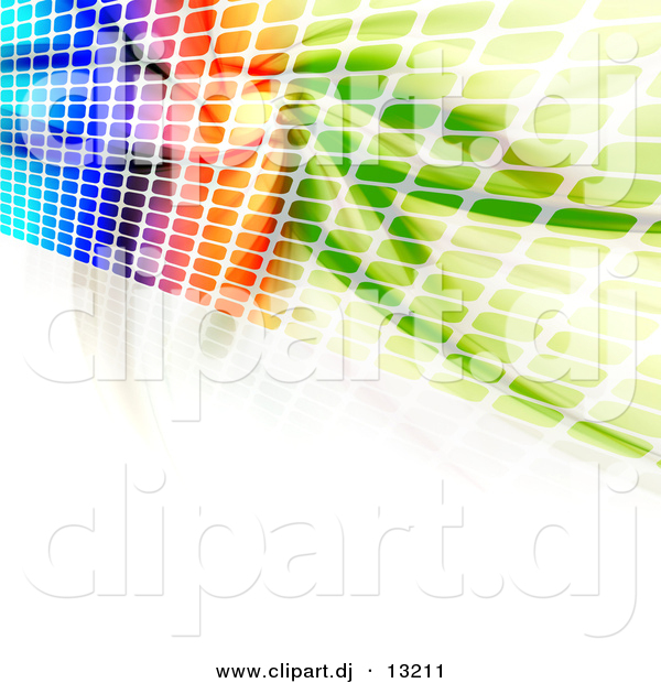Clipart of a Colorful Wall of Equalizer Squares over White Background