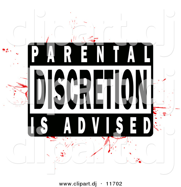 Clipart of a Parental Discretion Is Advised Background with Blood Red Grunge