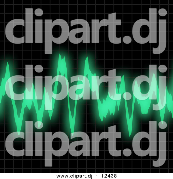 Clipart of Green Audio Waves over Black Background