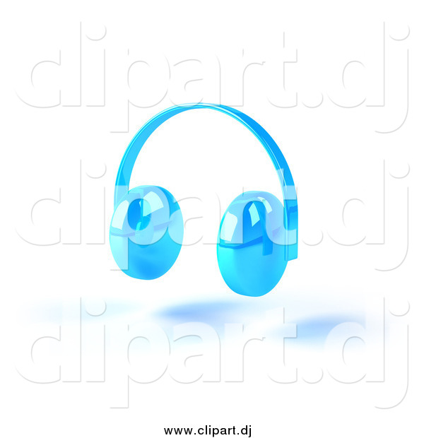 Vector Clipart of 3d Floating Blue Headphones