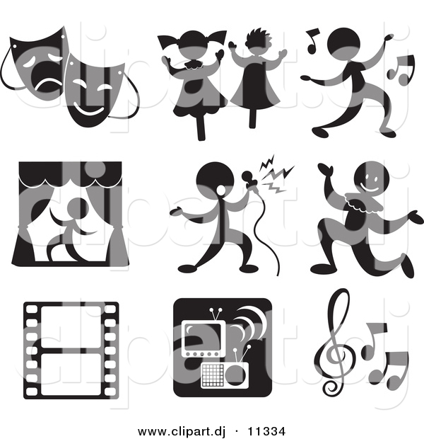 Vector Clipart of 9 Music and Entertainment Related Icons