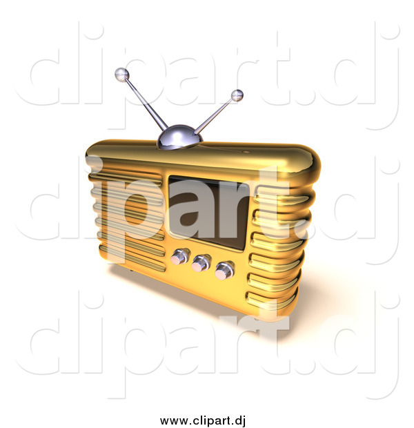 Vector Clipart of a 3d Gold Radio