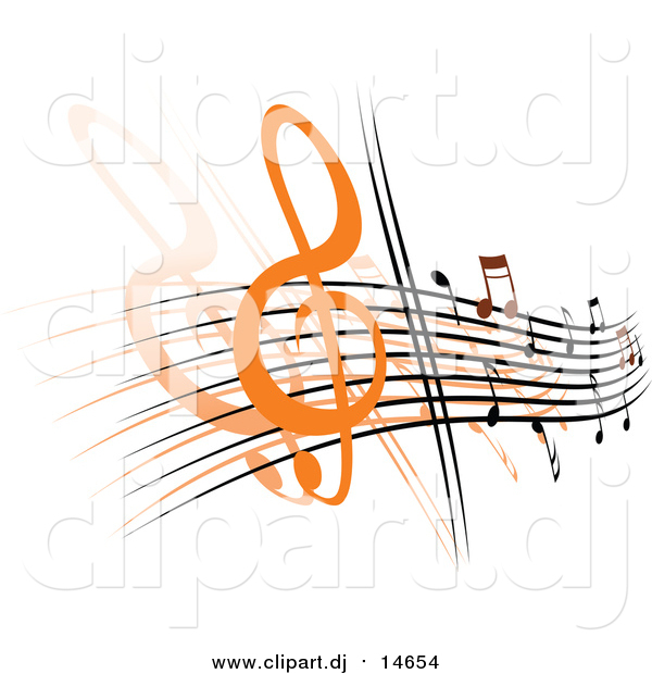 Vector Clipart of a Background of Staff and Music Notes