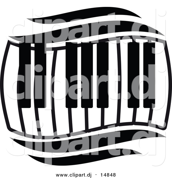 Vector Clipart of a Black and White Wavy Keyboard