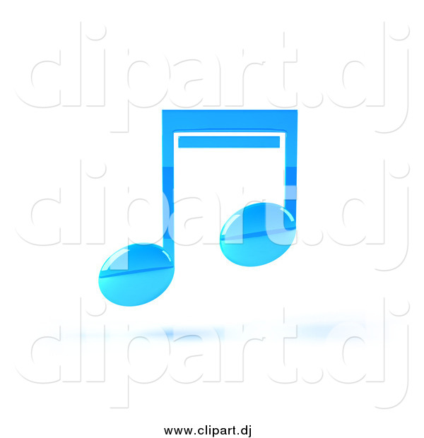 Vector Clipart of a Blue 3d Music Note and Shadow