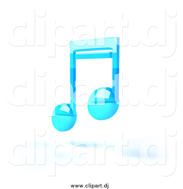 Vector Clipart of a Blue Floating 3d Music Note