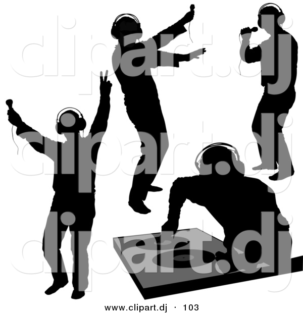 Vector Clipart of a Disk Jockey Silhouettes - Digital Collage