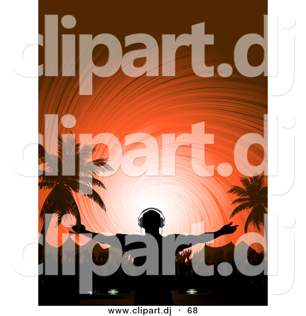 Vector Clipart of a Dj Playing Music at a Tropical Festival
