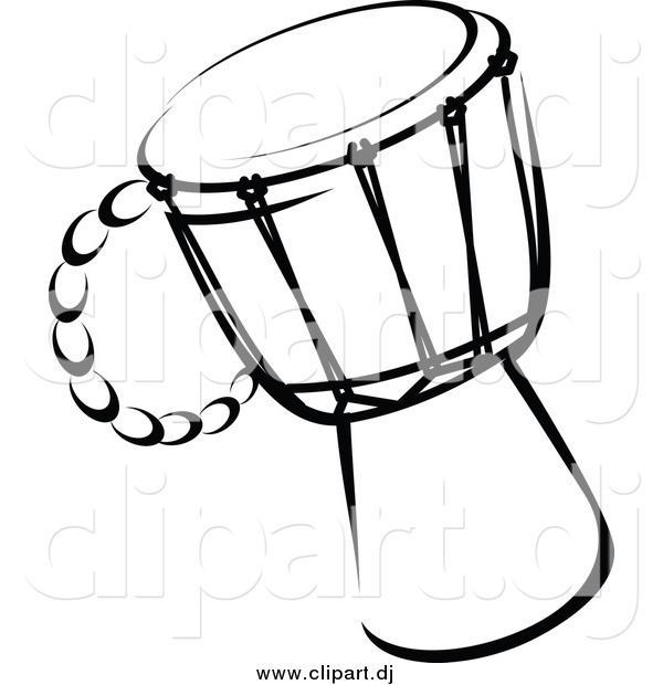 Vector Clipart of a Drum Black and White