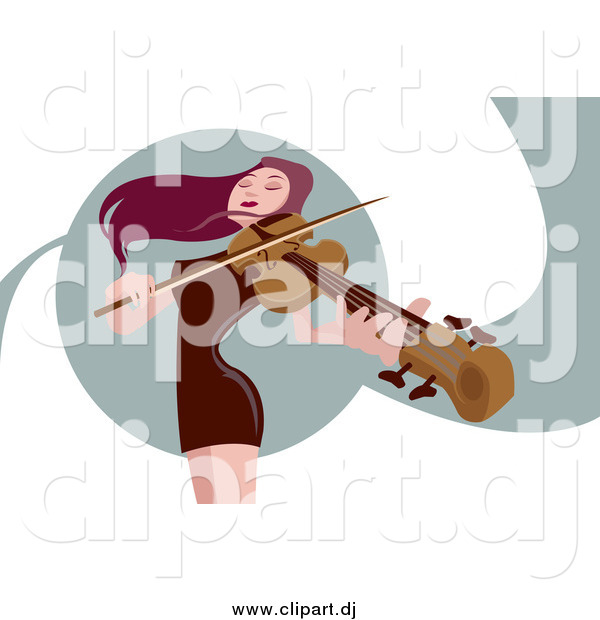 Vector Clipart of a Female Red Haired Violinist