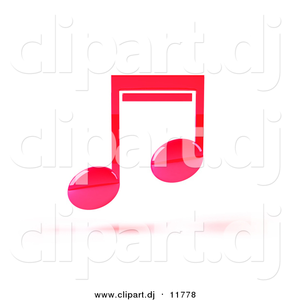 Vector Clipart of a Floating Pink 3d Music Note