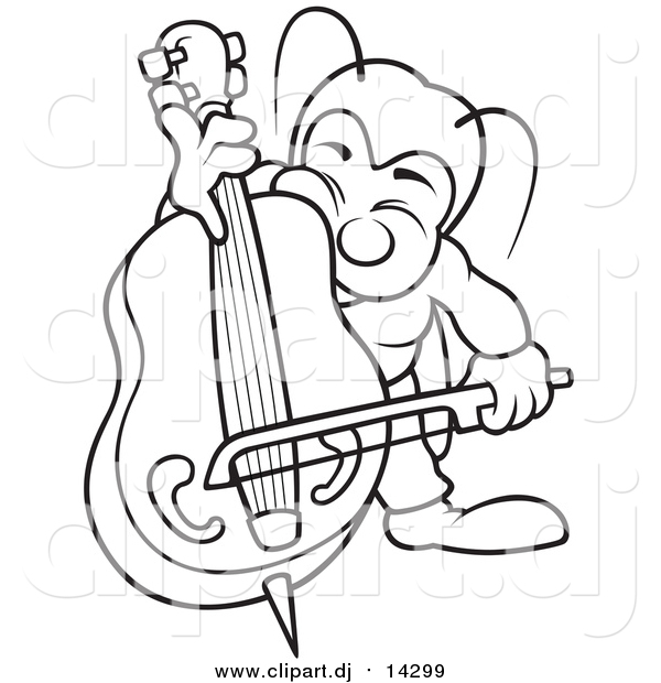 Vector Clipart of a Lineart Bug Playing a Bass