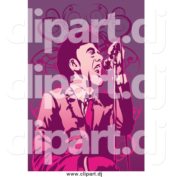 Vector Clipart of a Male Singer in Purple Tones
