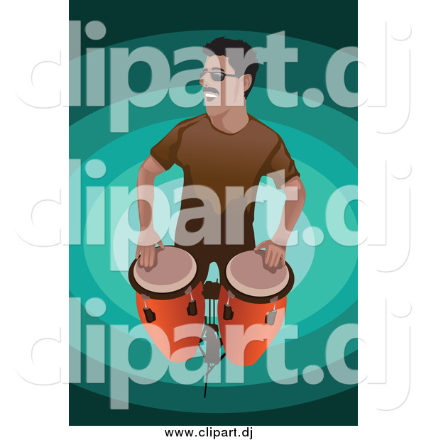 Vector Clipart of a Man Playing Conga Drums
