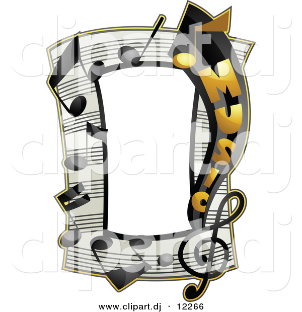 Vector Clipart of a Music Notes Frame Border Design