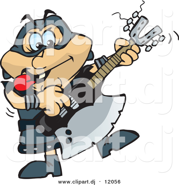 Vector Clipart of a Musical Executioner Rocking out with His Axe