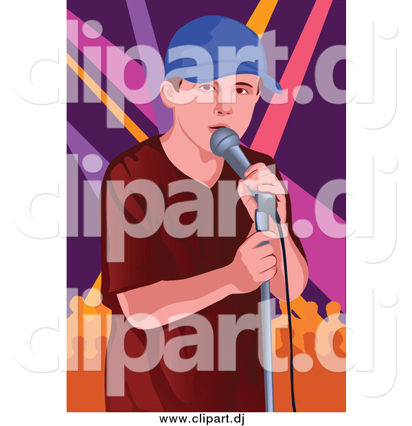 Vector Clipart of a Performing White Male Singer over Lights