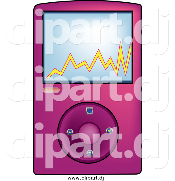 Vector Clipart of a Pink Music Digital Mp3 Player