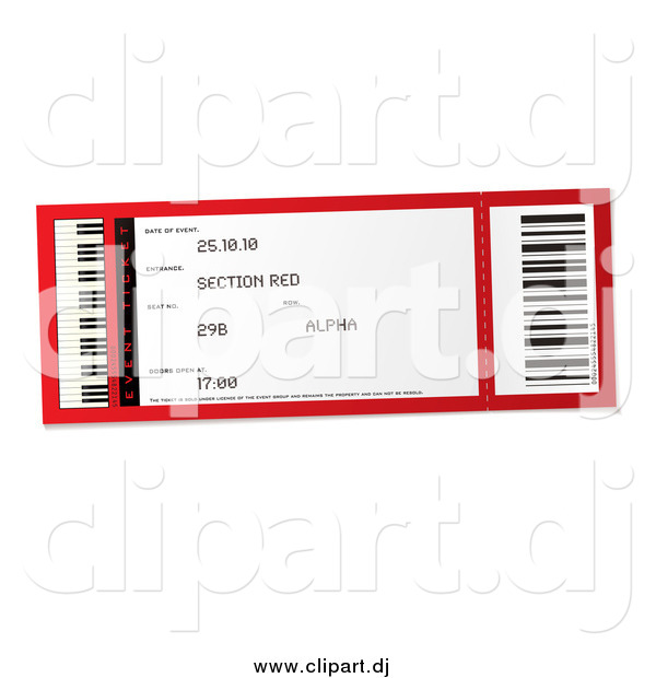 Vector Clipart of a Red and White Concert Ticket