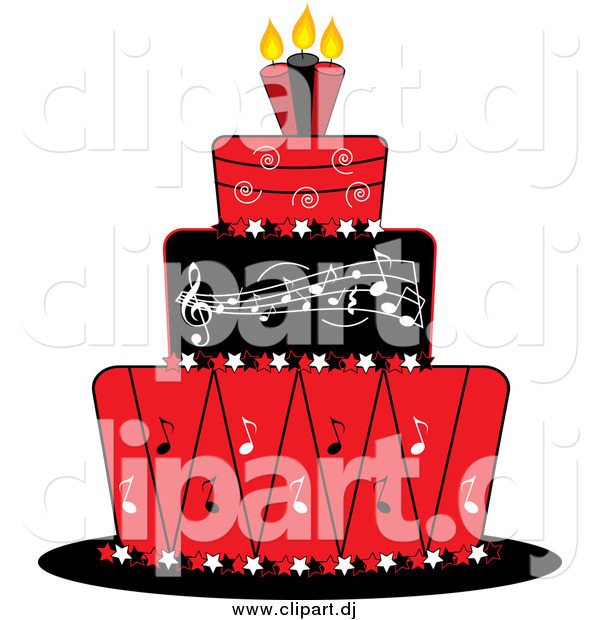 Vector Clipart of a Red Black and White Music Cake