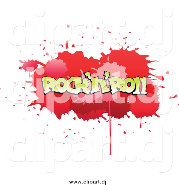 Vector Clipart of a Red Comic Splatter with Rock N Roll Text