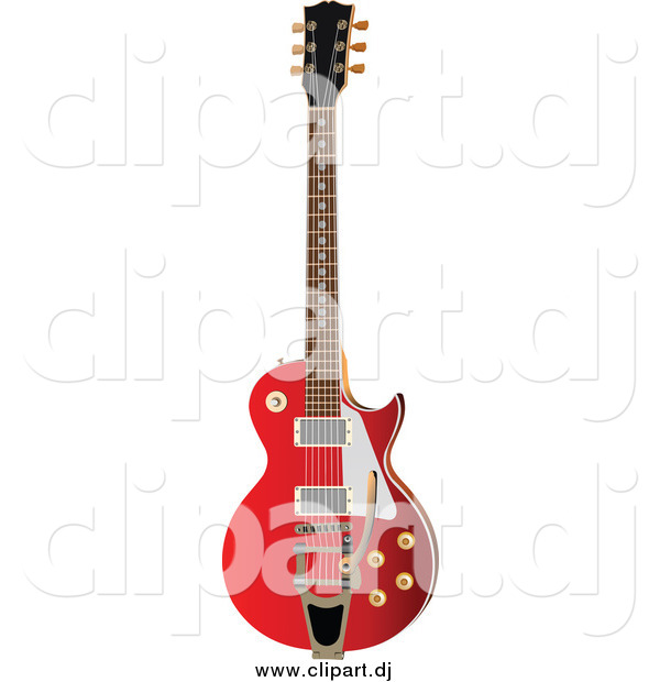 Vector Clipart of a Red Guitar